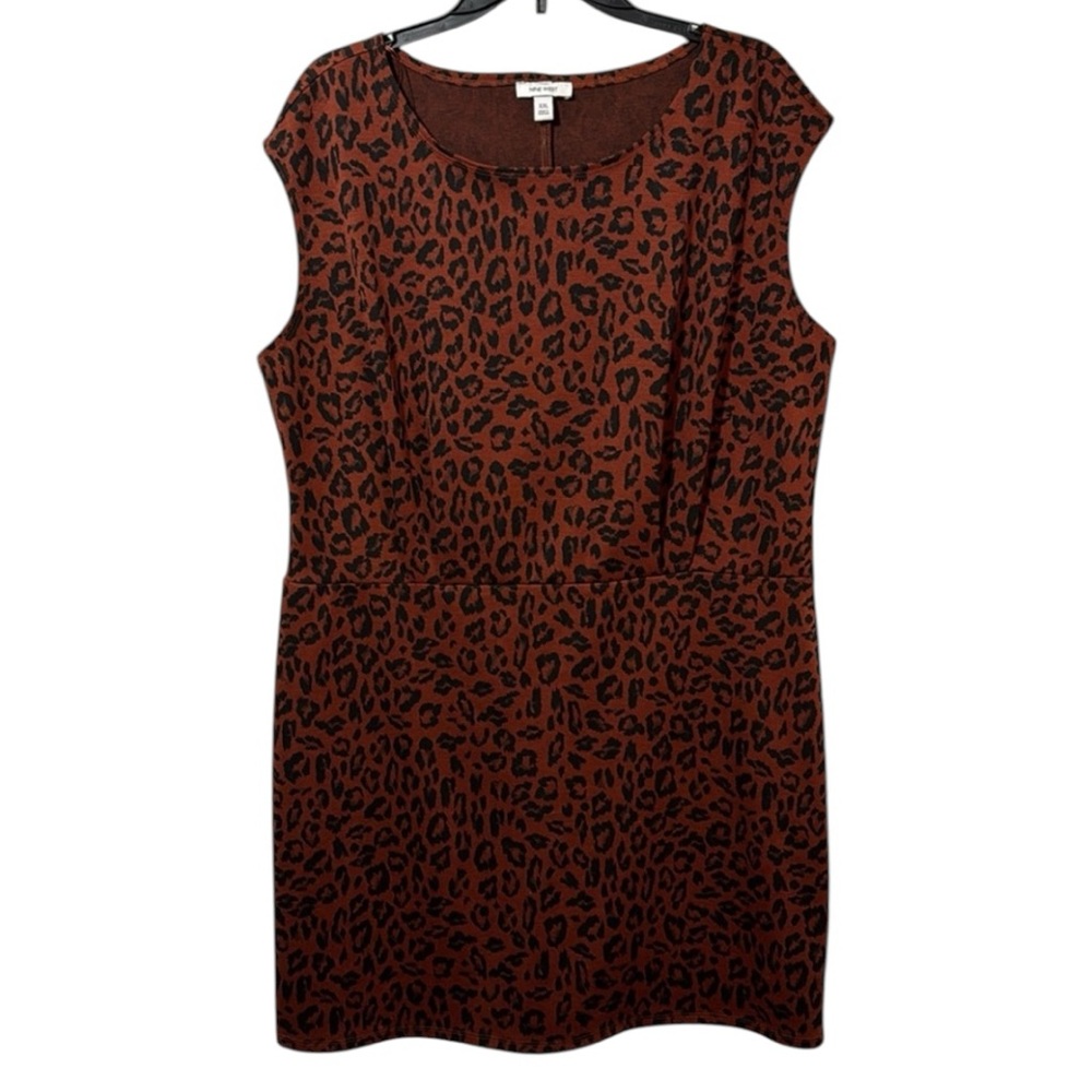 Nine West Dress Brown & Black Animal Print Sleeveless Midi in‎ Size XXL  NWT